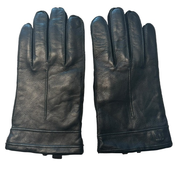 Perry Ellis One Size Portfolio Leather Suede Gloves‎ Black Lined Driving Classic - Picture 1 of 7